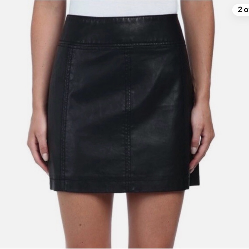 Free People Vegan Leather Black Mini Skirt